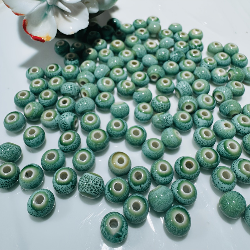 108pcs Celadon Green Ceramic Beads Set for Jewelry Making